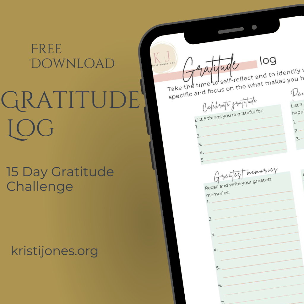 Free download Gratitude Log poster

The Kristi Jones Podcast - Gratitude Attitude: Introduction to my 15 day Gratitude Challenge