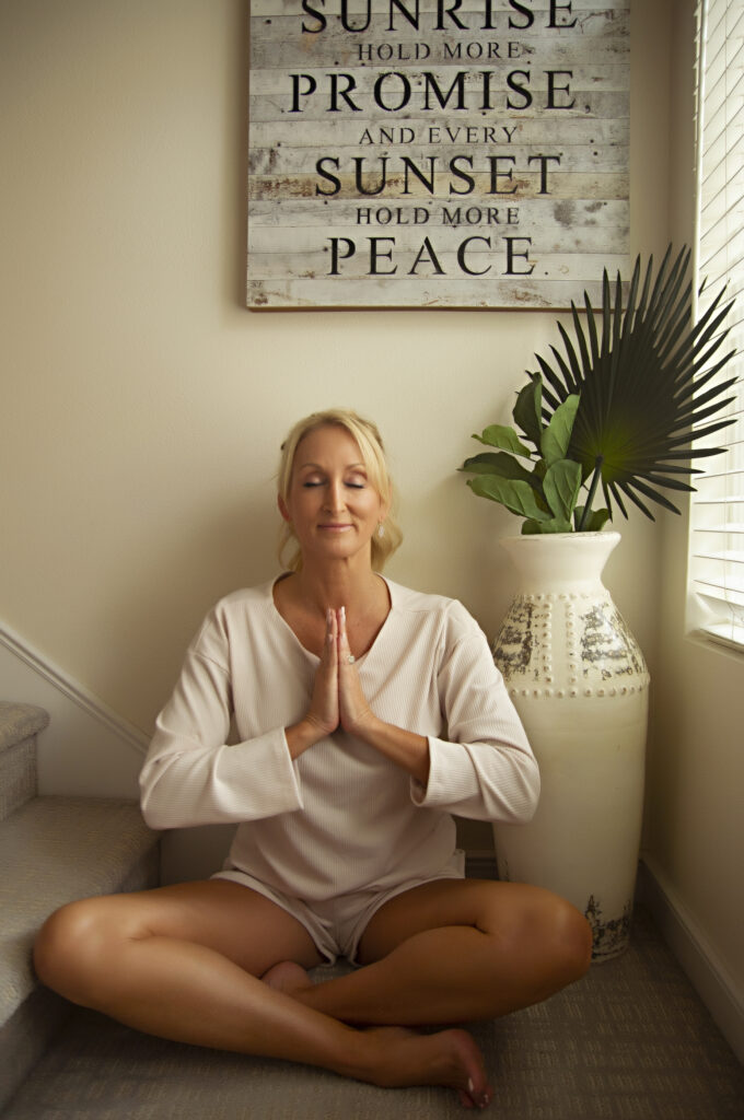 Woman is sitting with her eyes closed, hands joined towards her chest in a meditative manner

The Kristi Jones Show Podcast - Relax, Friend: Calming your Nervous System and Healing your Body 